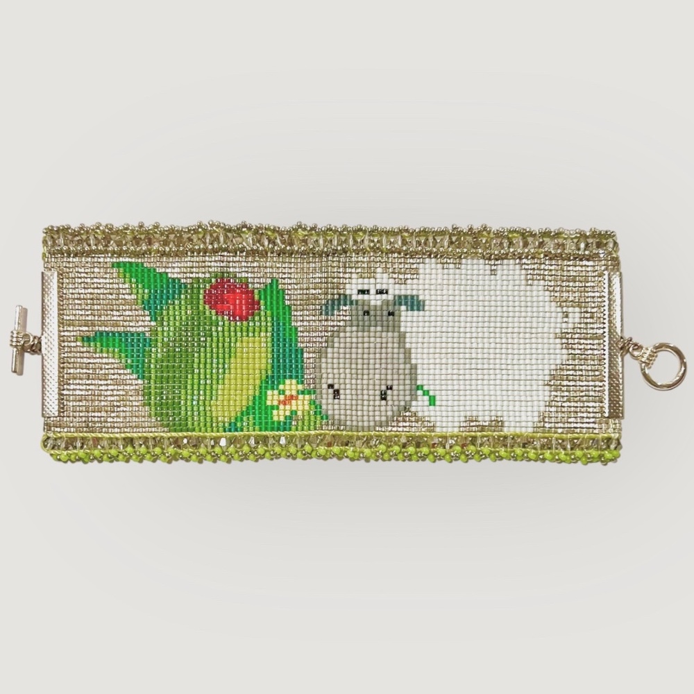 Olive Ewe (I Love You) Handmade Delica Seed Bead Loom Bracelet